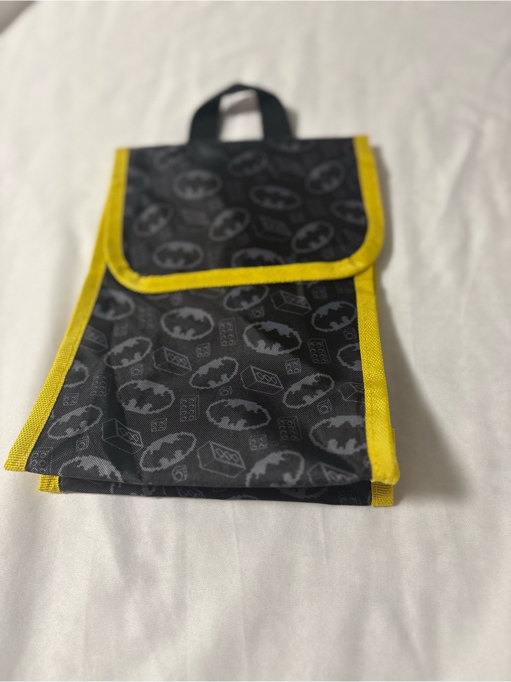 Lego Black and Yellow Batman-Patterned Kids Lunch Bag